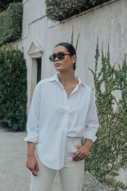 Carefree White Poplin Oversized Shirt