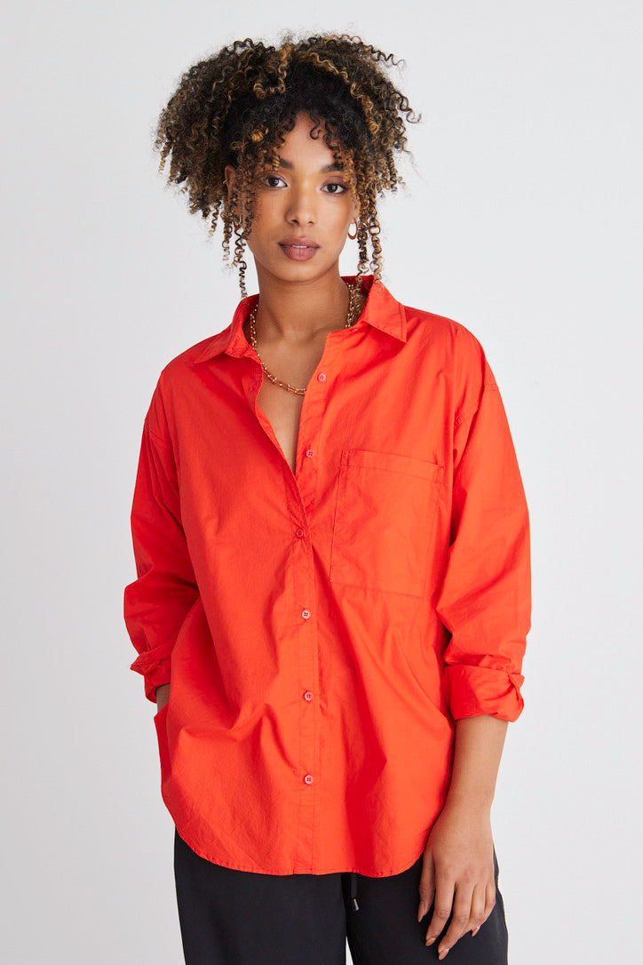 California Blood Orange Poplin Oversized Shirt