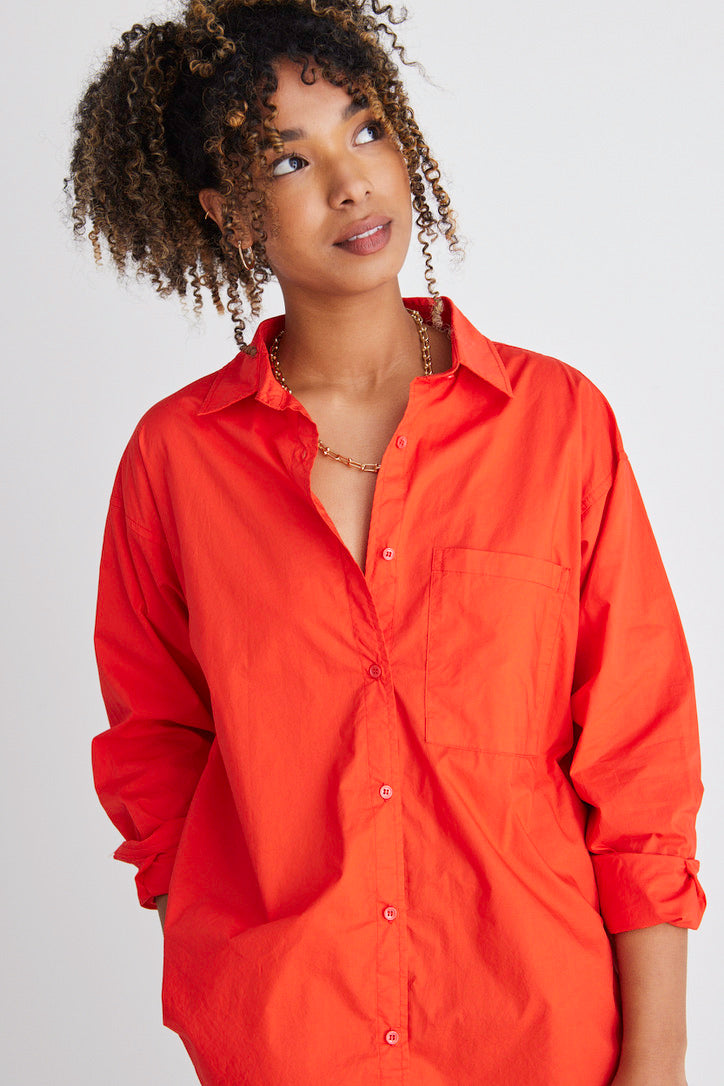 California Blood Orange Poplin Oversized Shirt