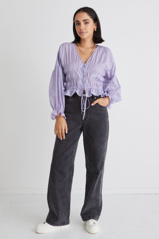 Vivienne Lilac Sheer Button Front Blouse