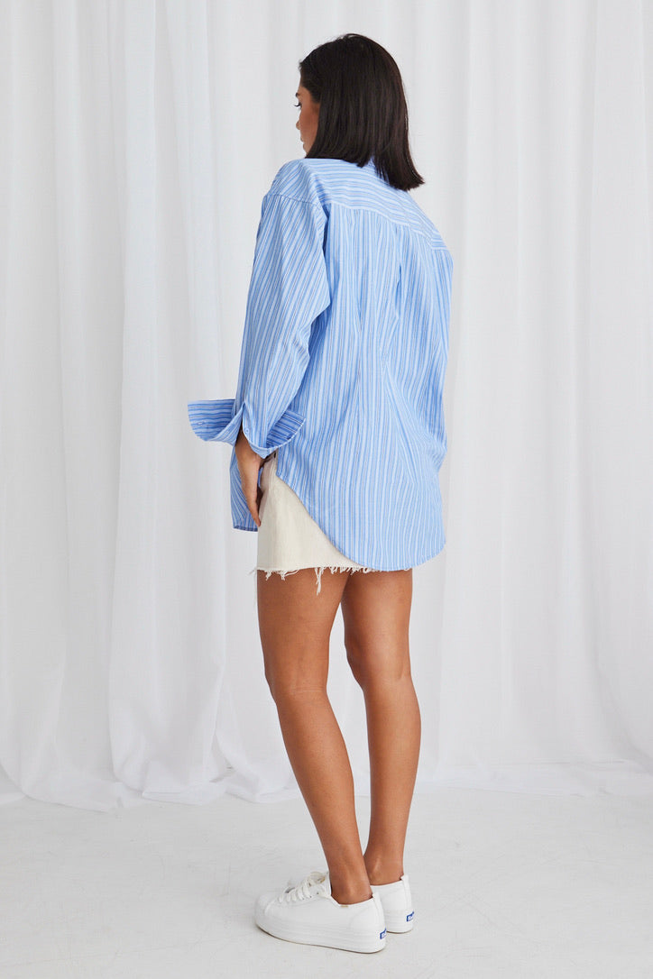 California Cobalt Stripe Oversized Shirt