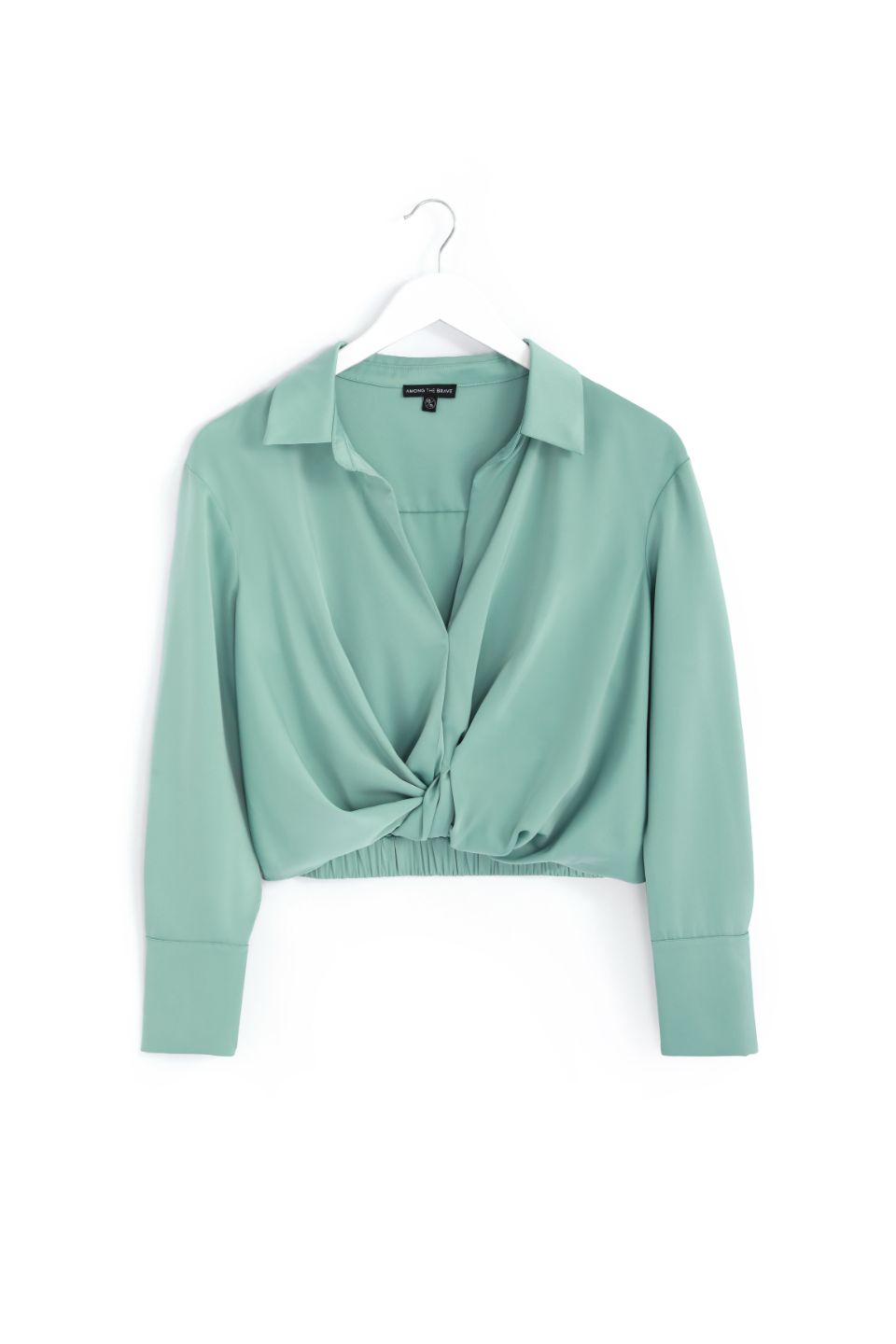 Amalfi Sage Satin Wrap Shirt