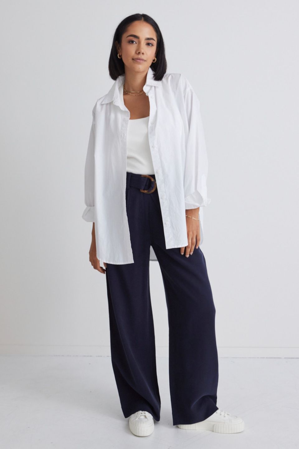 Carefree White Poplin Oversized Shirt