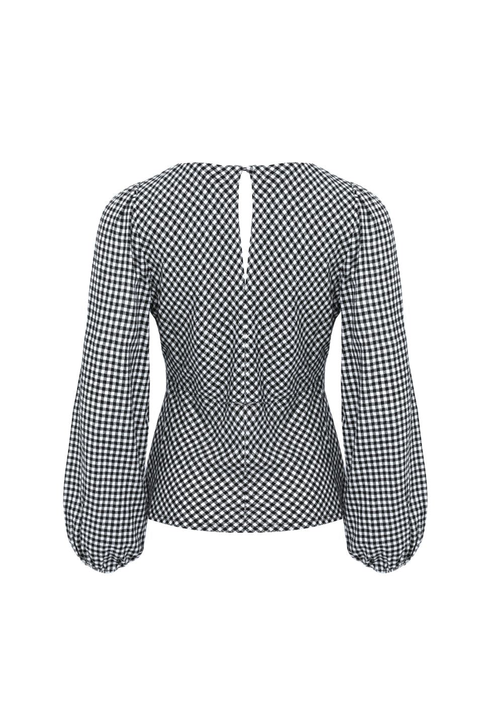 Bailey Black Gingham Bias Balloon Sleeve Top