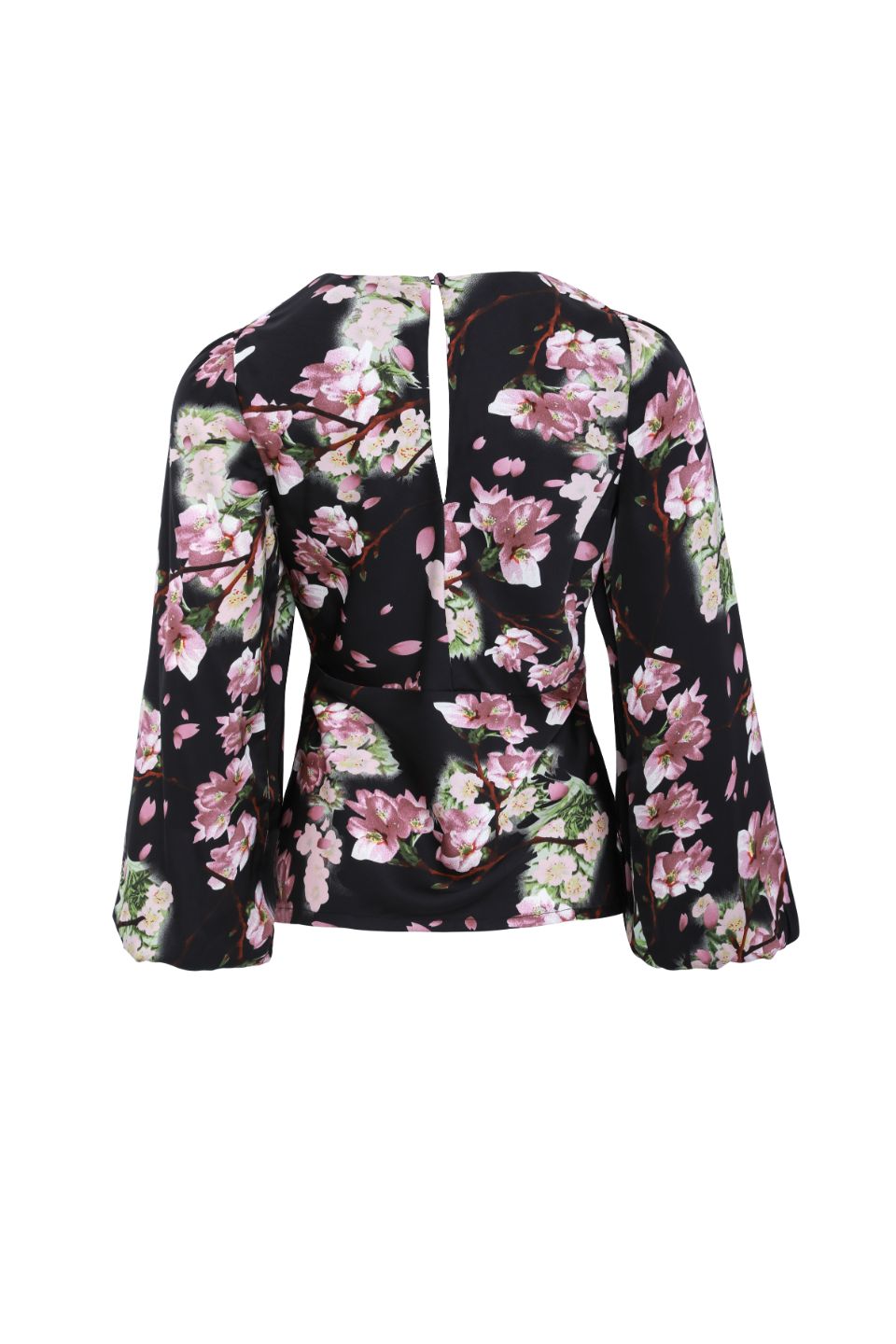 Bailey Black Floral Satin Bias Balloon Sleeve Top